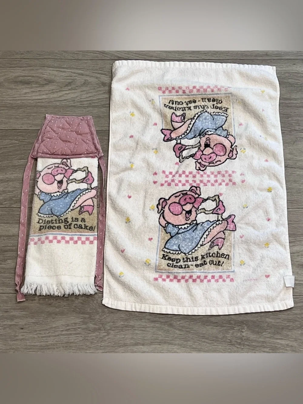 Vintage Pig Kitchen Towel Set Farmhouse Country Decor